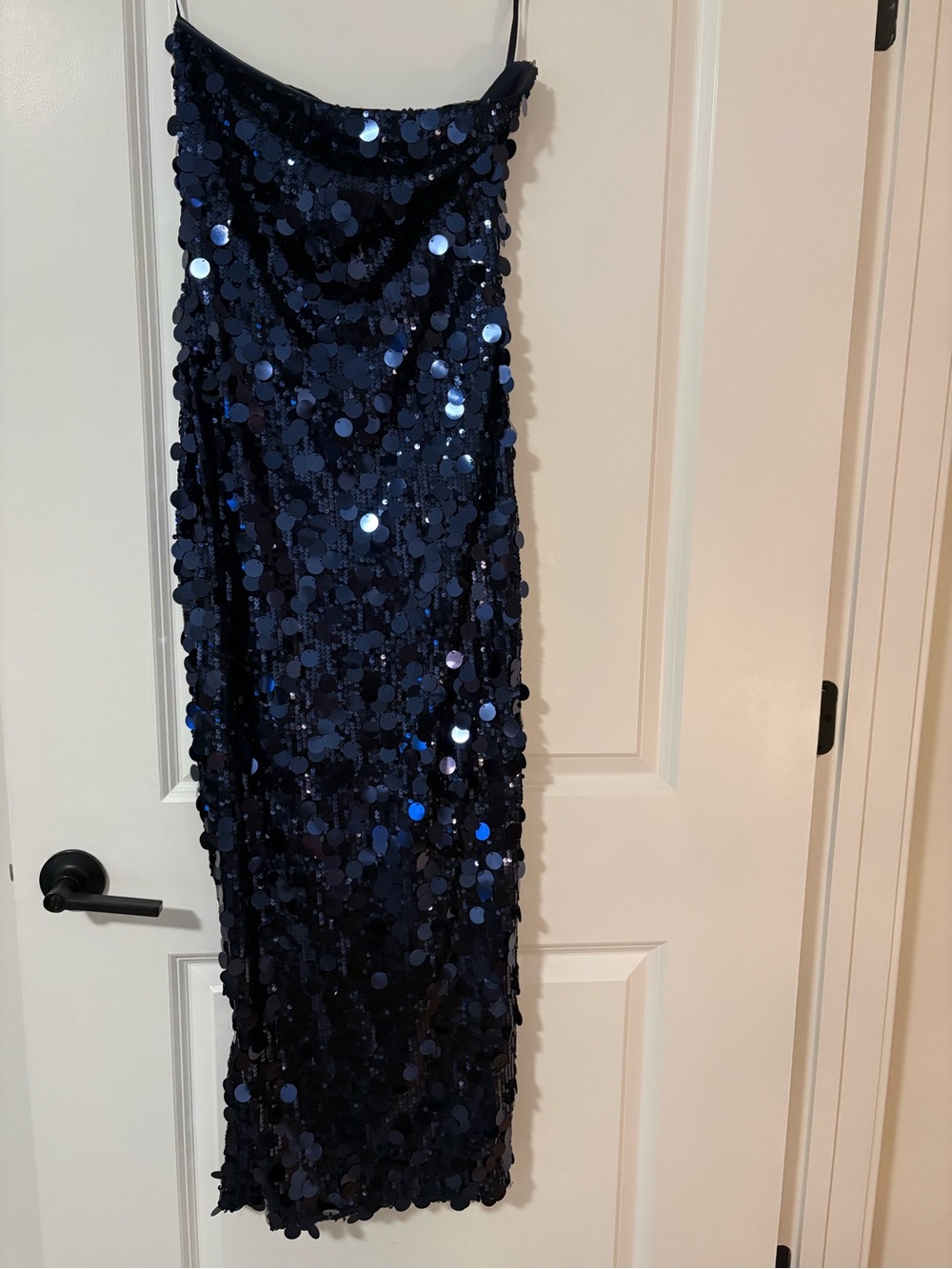 Runaway | The Label Navy Sequin Midi Dress